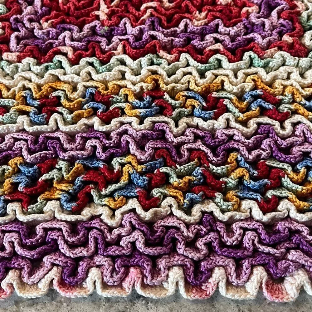 Wiggly Crocheted Square tablecloth or hotpad -Large 17x17”